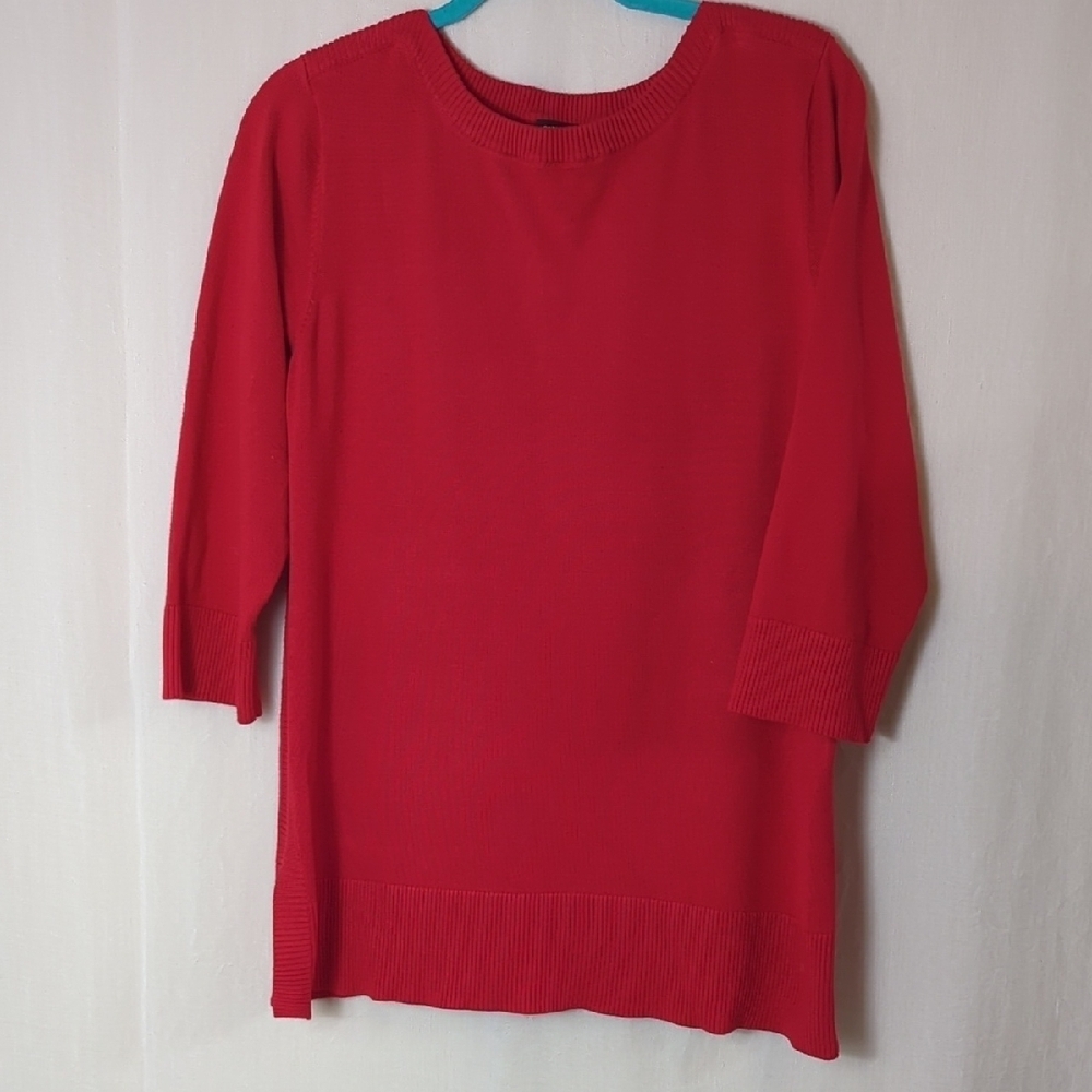 Cable and Gauge Tunic Sweater Red XL